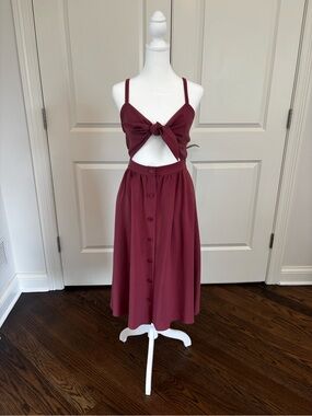 Aritzia Wilfred Mauve Front-tie Midi Dress